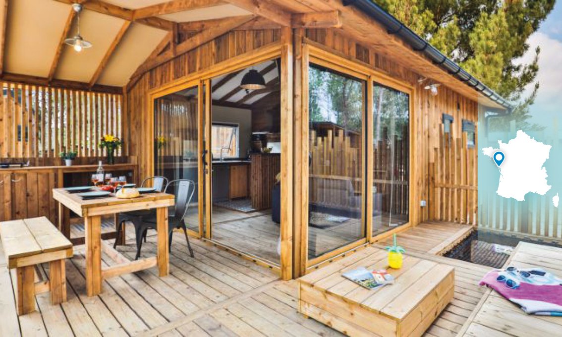 Camping Le Petit Rocher à Longeville-sur-Mer • Vendée • Cocoon Lodge 2 chambres 5 personnes (35m2)